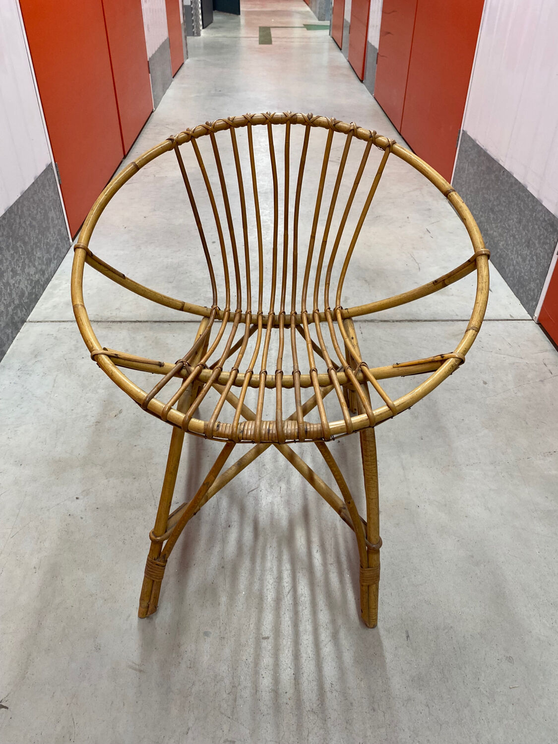 Rattan shell armchair