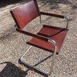 Set of 6 brown leather armchairs