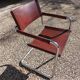 Set of 6 brown leather armchairs