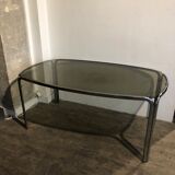 Dining table glass and chrome 1970