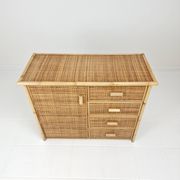 Italian Bamboo and Rattan Chest of Drawers or Credenza, 1980s