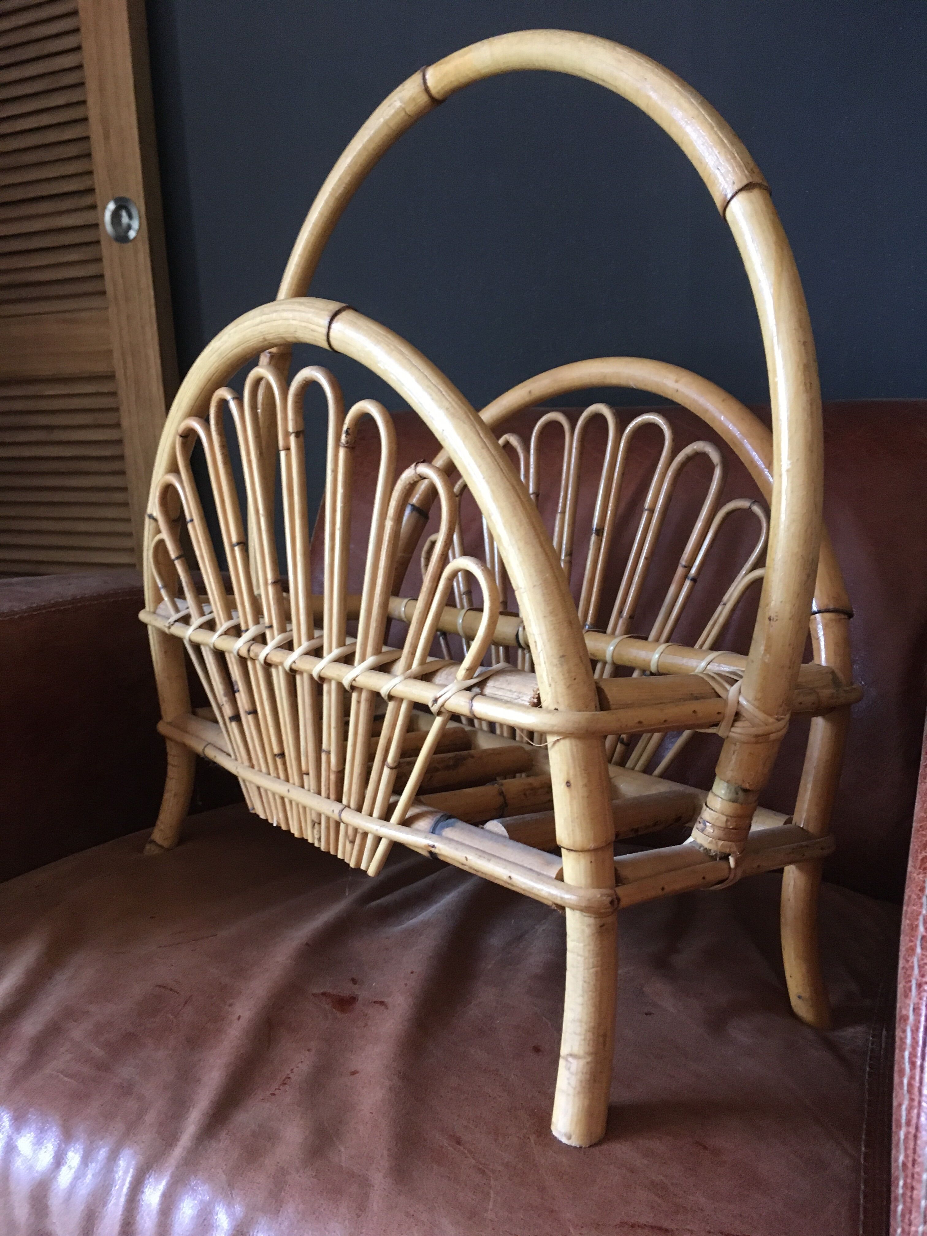 Rattan magazine rack