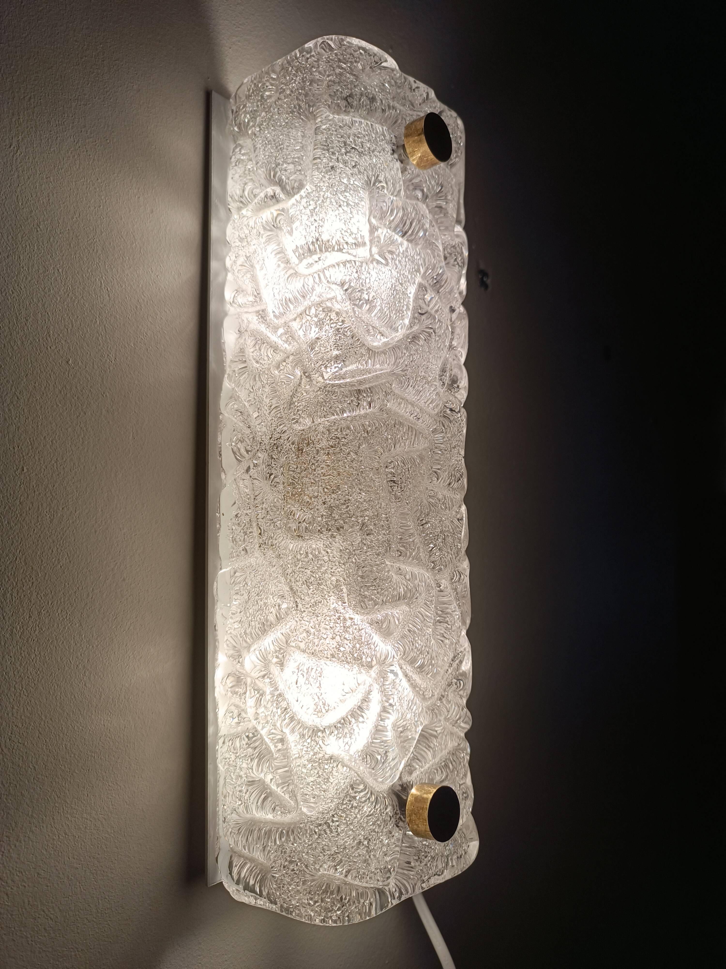 Ice Glass wall light by Carl Fagerlund for Orrefors 1960s
