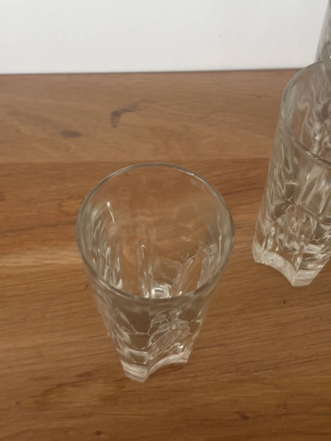 Set of 6 bistro glasses, possibly crystal, made in Italy.