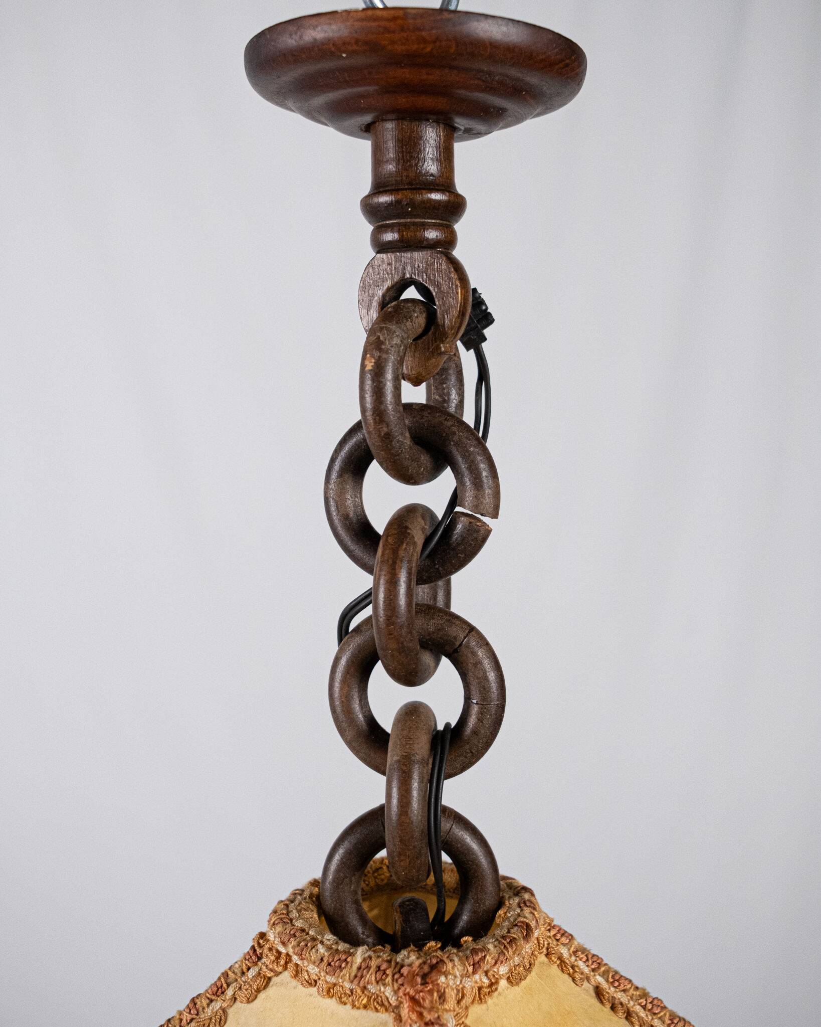 Suspension lanterne en parchemin et passementeries, France, 1960s