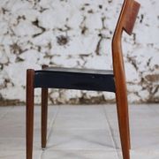 4 Scandinavian Fristho Franeker chairs in teak and skai, 1960.