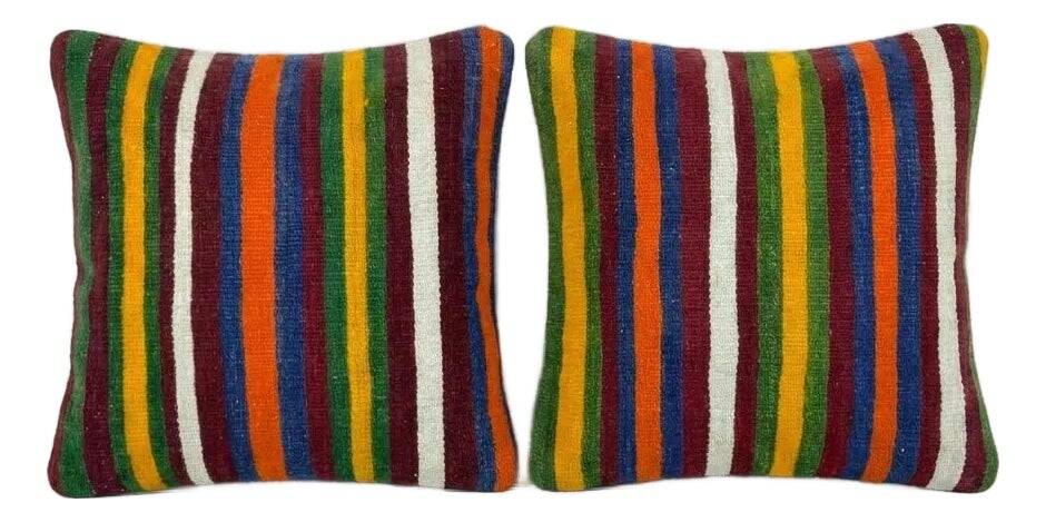 Set of 2 vintage kilim cushion covers 48x48 cm