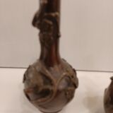 Paire de vases soliflore en bronze. Japon, XIX eme Siècle.-