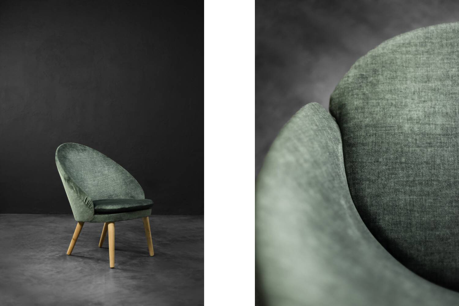 Danish armchair in beech and velvet by Ejvind A. Johansson for Godtfred H. Petersen, 1950-60.