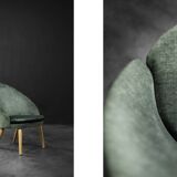 Danish armchair in beech and velvet by Ejvind A. Johansson for Godtfred H. Petersen, 1950-60.