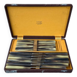 Box of 12 table knives and 12 vintage cheese knives