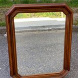 Vintage octagonal mirror in solid wood 65x33cm
