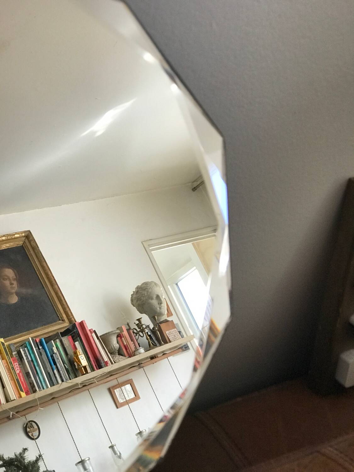 Antique dodecagon art deco beveled mirror