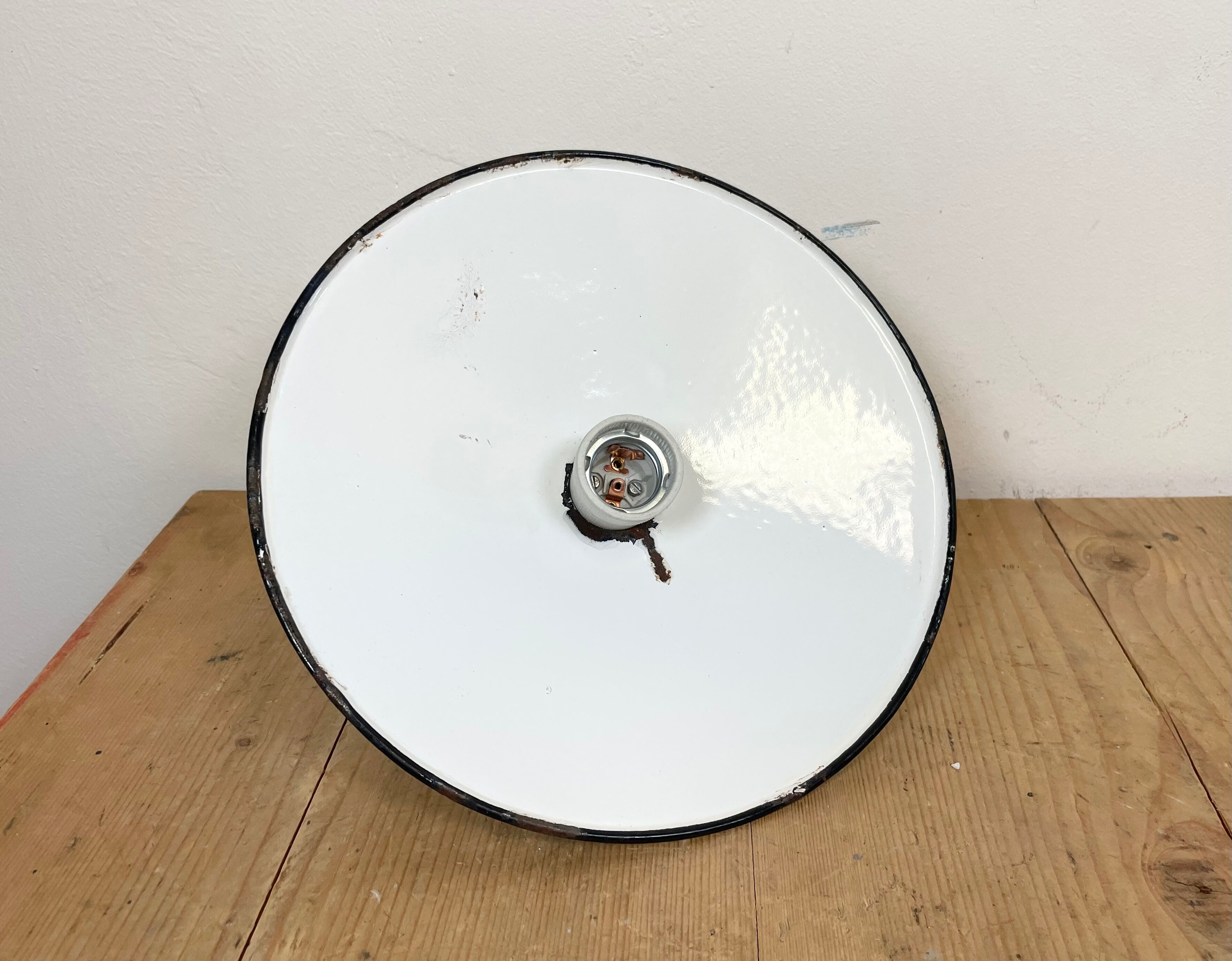Industrial petrol enamel pendant light, 1970s