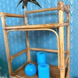 Vintage wicker and rattan shelf