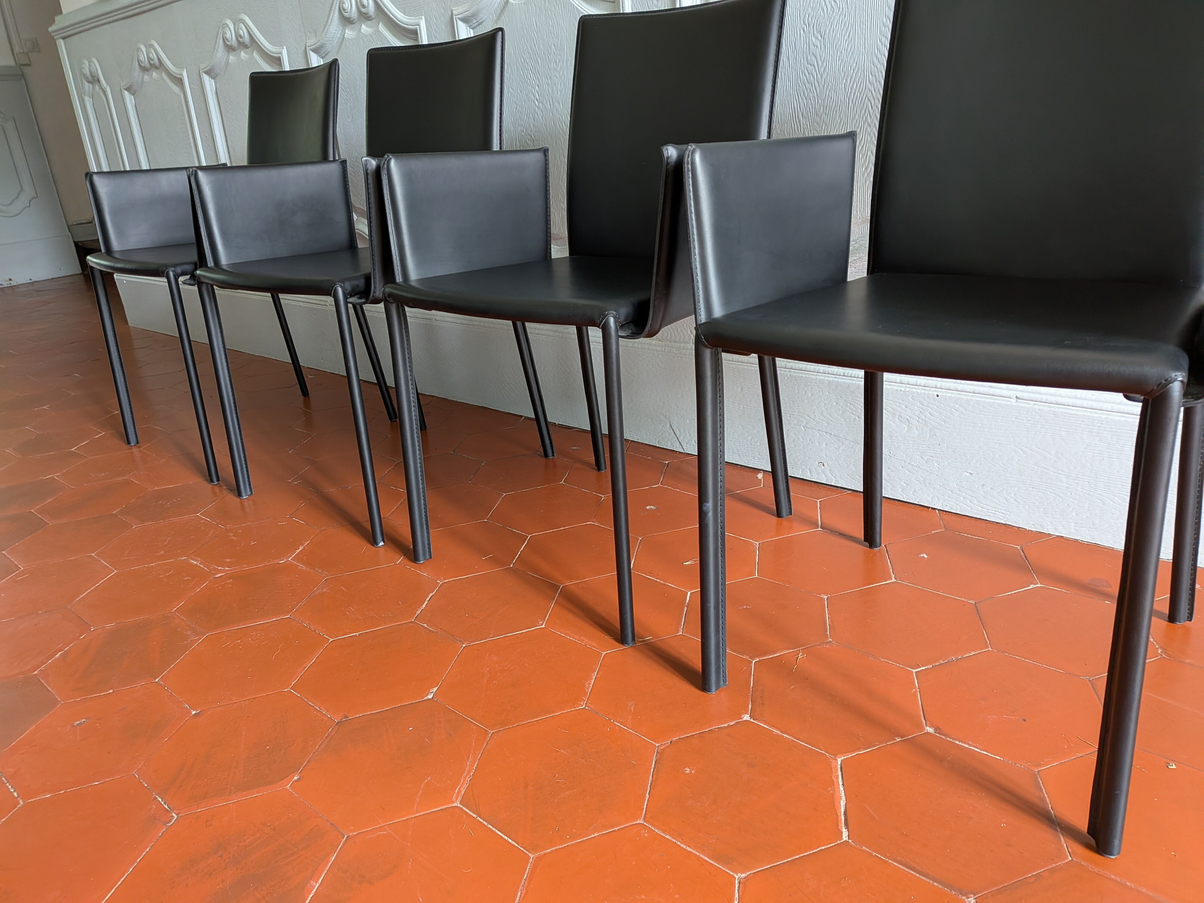 4 leather Twiggy chairs by Gebrüder Thonet