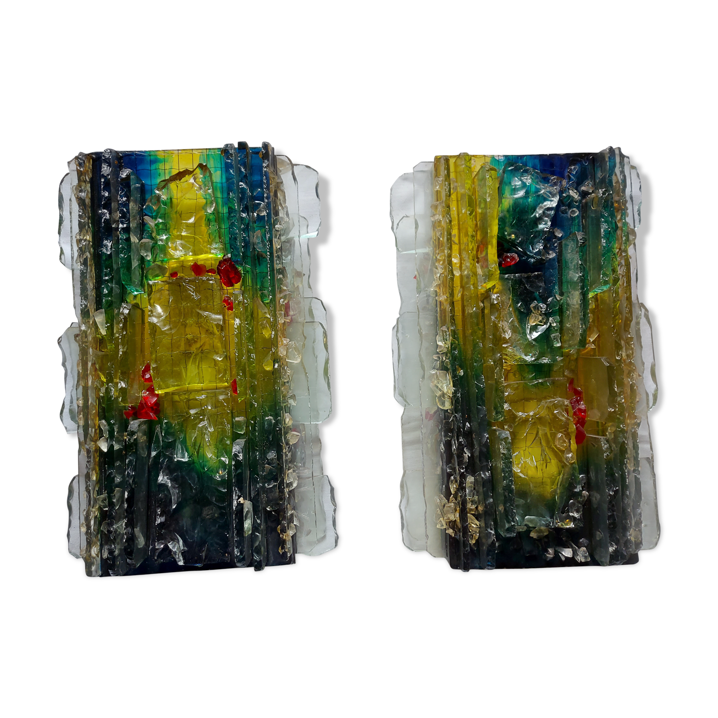 Pair of raak glass appliques, Willem Van Oyen, Chartres model