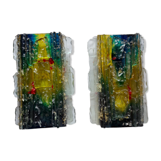 Pair of raak glass appliques, Willem Van Oyen, Chartres model