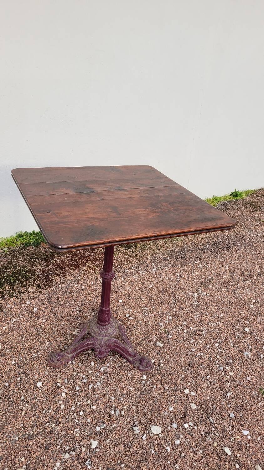 Antique cast iron bistro restaurant pedestal table - 1900s