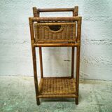 Woven wicker bedside table