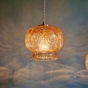 Vintage trio of amber glass pendants, 1960s-70s.