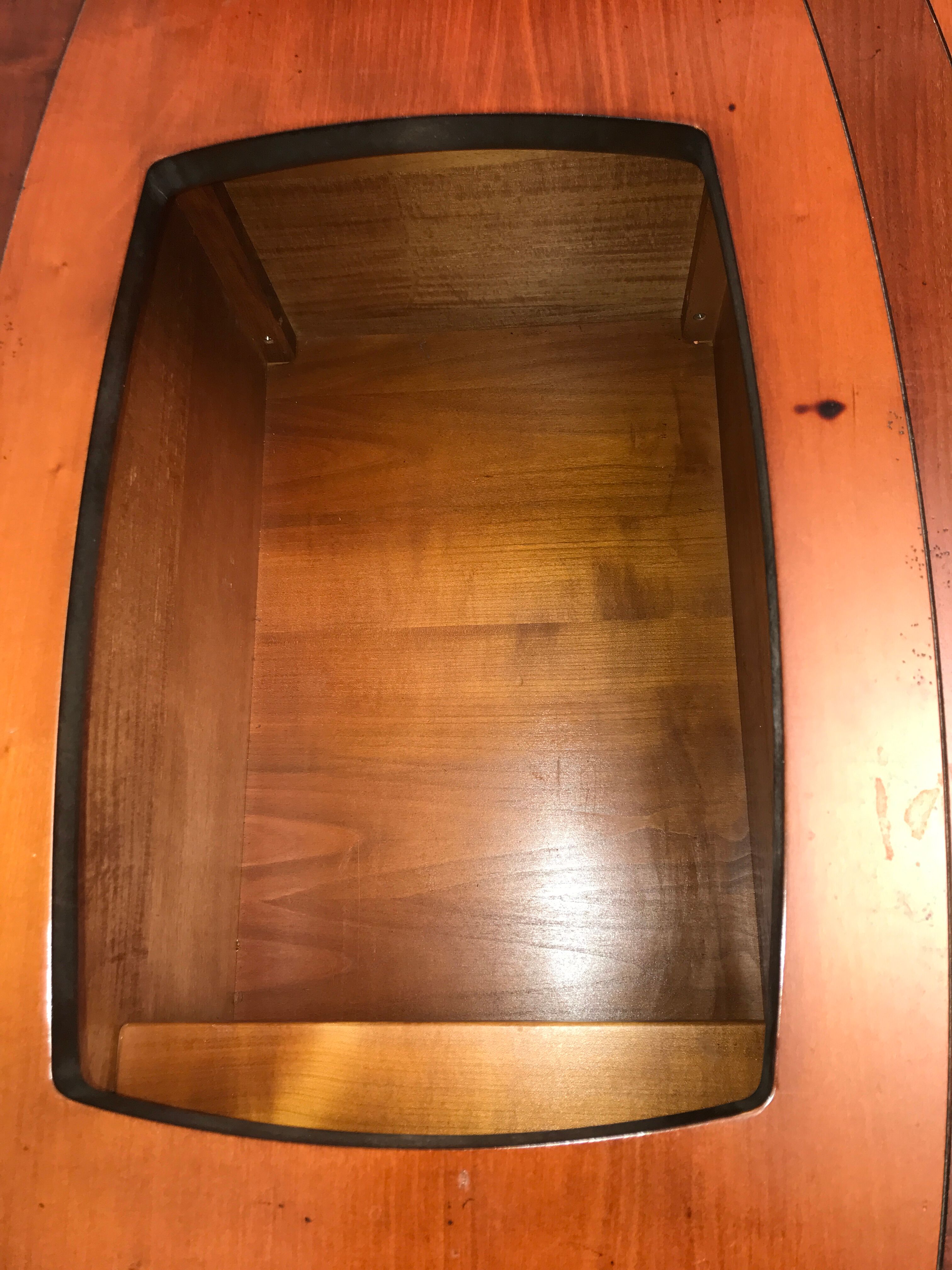 Coffee table bar trunk oval vintage cherry 70s-80s