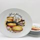 6 Crepe plates and its dish, in porcelain.