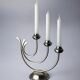 Art deco candlestick in stainless steel, 3 flames, Spain, 1970s