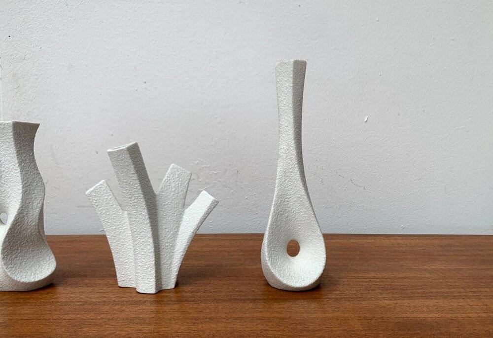 White sculptural vases by Peter Müller for Sgrafo Modern, 1960s, set of 6.