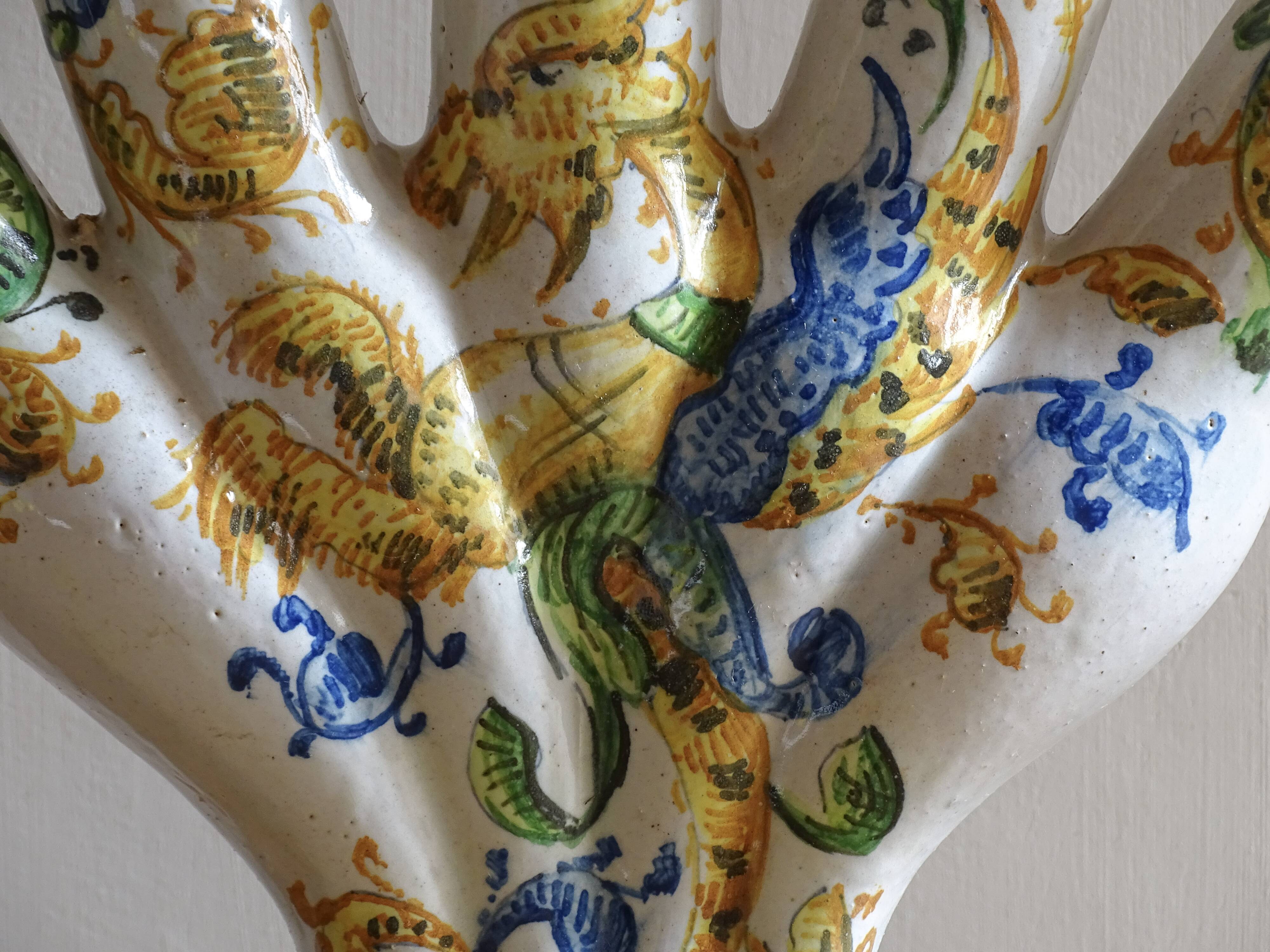 Italian Maiolica Ceramic Tulip Vase or Tulipière