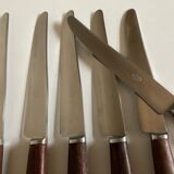 Set of 9 knives with mid century rosewood handle