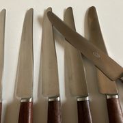 Set de 9 couteaux à manche de bois de palissandre mid century