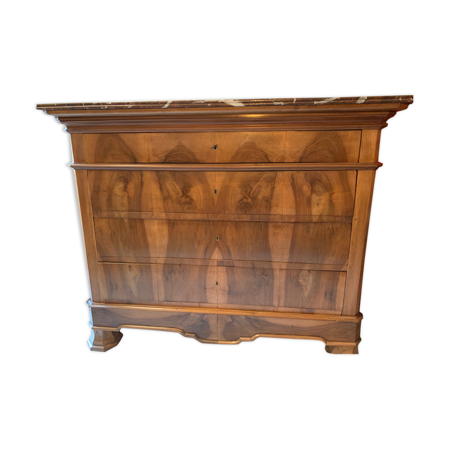 Louis-Philippe style dresser in walnut veneer