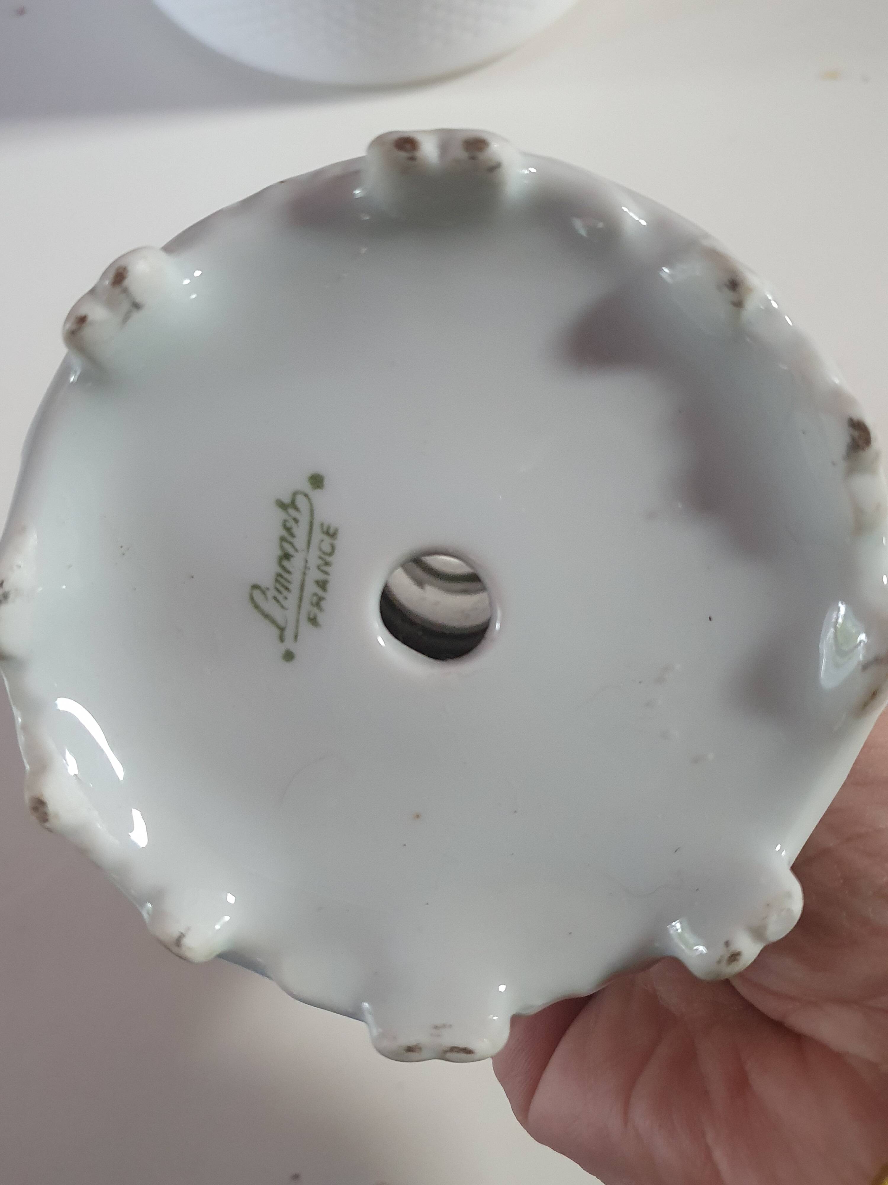 white Limoges porcelain candle holder