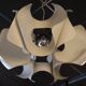 Space Age pendant lamp by Jean D'Imbleval in white lacquered aluminum, 1970