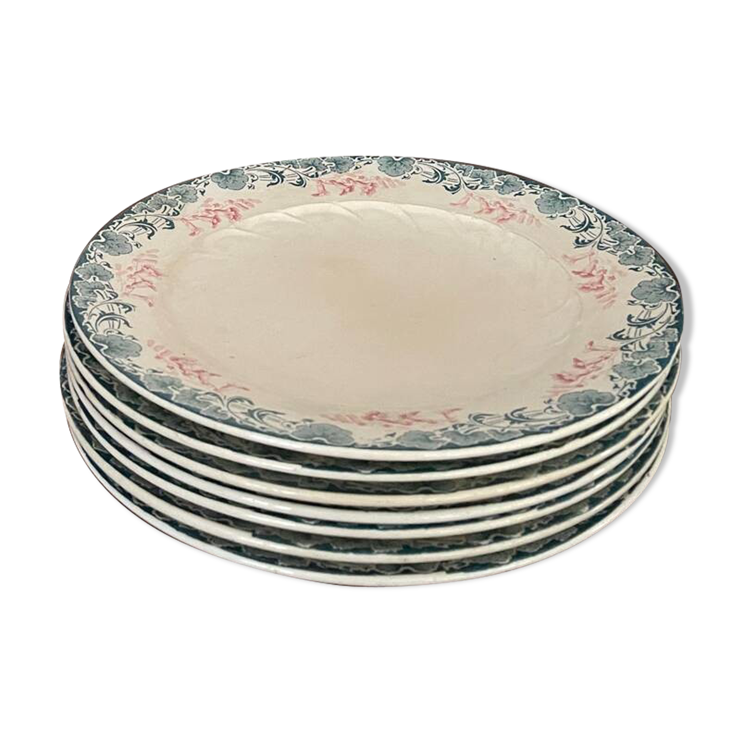 Set of 7 Longwy Art Nouveau plates