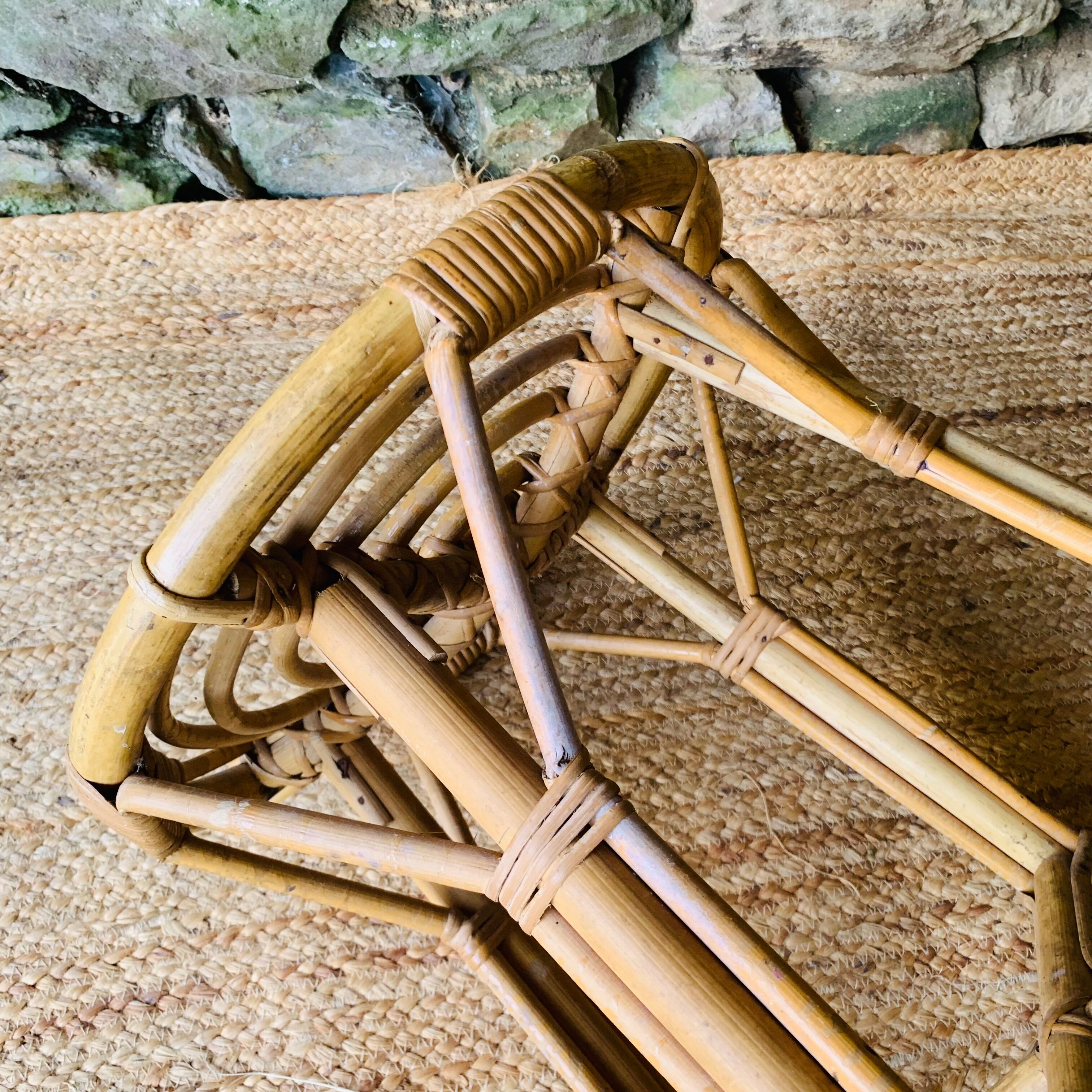 Vintage 1960s rattan stool