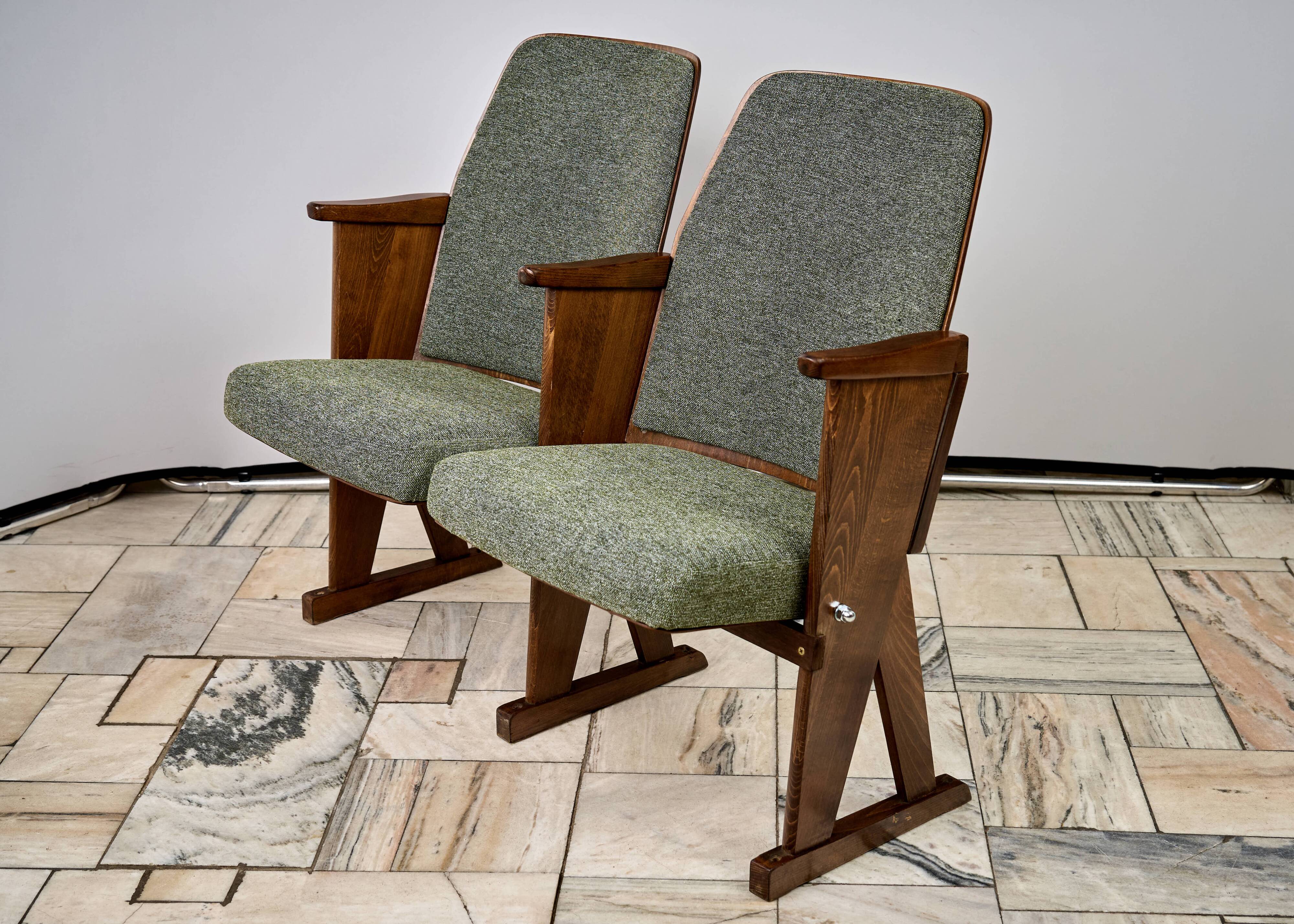 Vintage Green Folding Cinema Chairs, 1970s Czechoslovakia