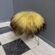 Yellow Angora sheep skin stool 1960s