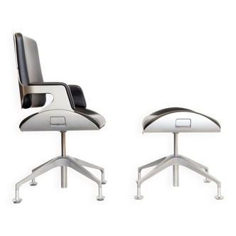 Hadi Teherani Office Chair Silver 151S & Stool 100S for Interstuhl