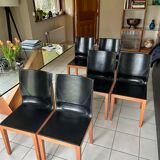 Lot de 6 chaises Matteo Grassi en cuir noir