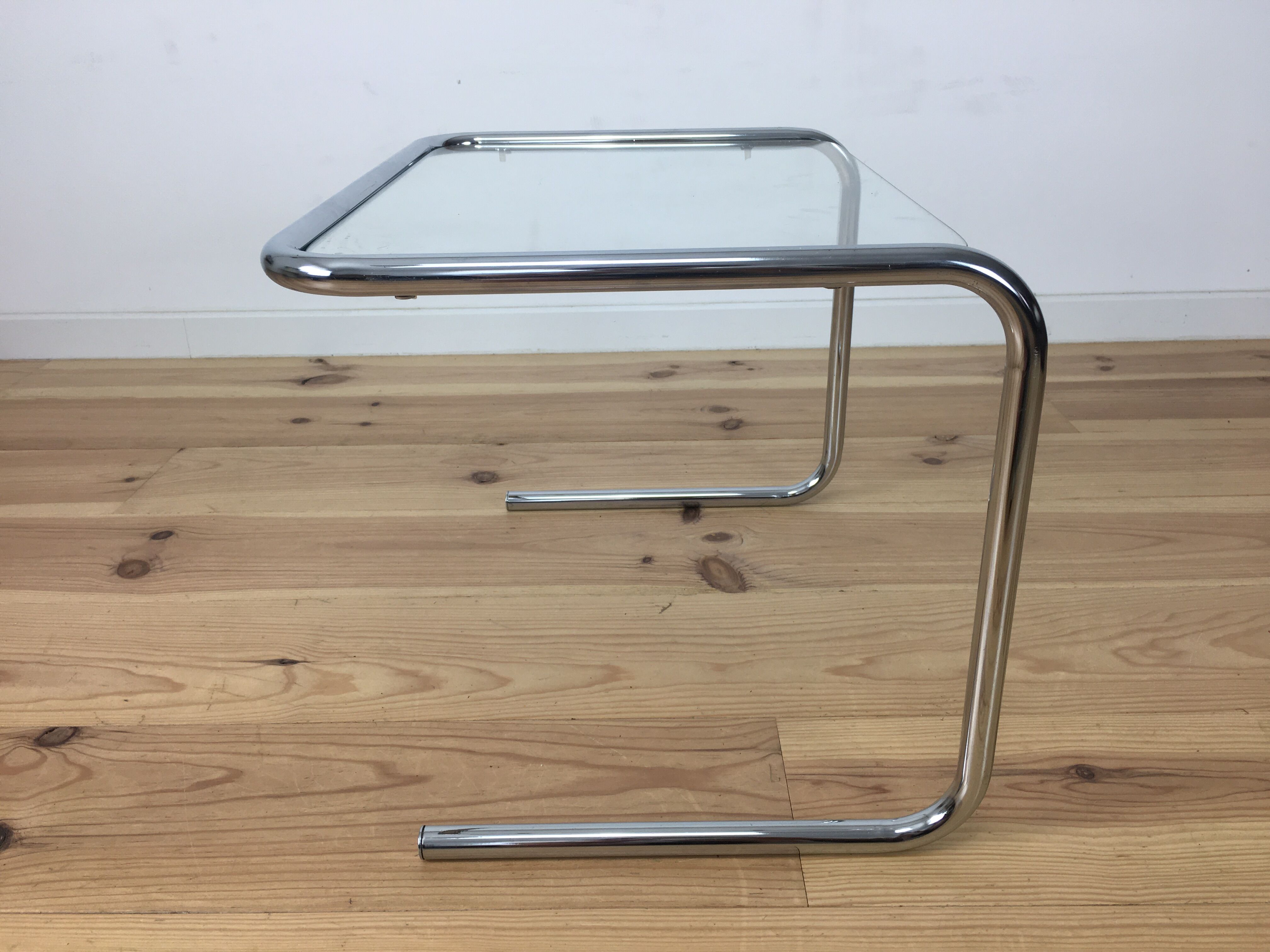 Chrome and glass side table
