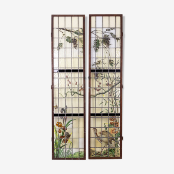 Pair of stained glass windows, Geoffroy, nineteenth century