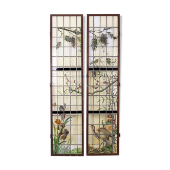 Pair of stained glass windows, Geoffroy, nineteenth century