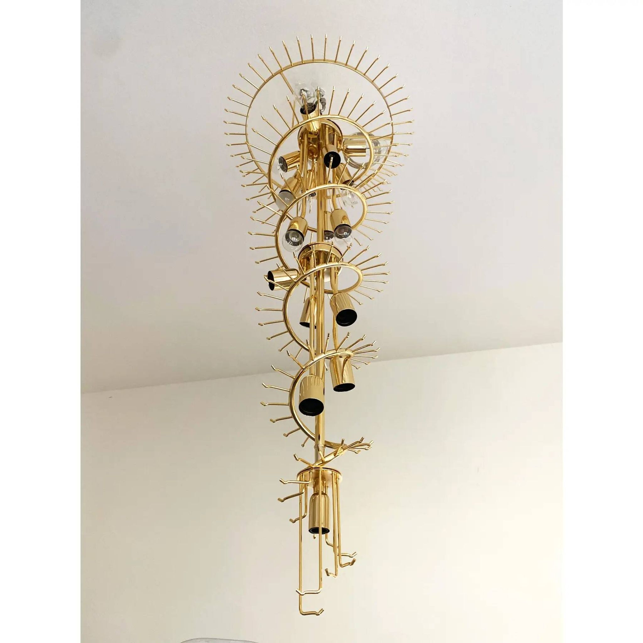 Contemporary Amber “Quadriedro” Murano Glass Twister Chandelier in Venini S