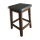 Tabouret en bois et assise verte