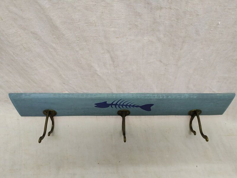 Wooden towel holder Patères Metal Edges Fish Deco Marine Spirit brocanteespritdantan