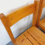 Set of 6 vintage Les Arcs chairs in pine from the 60s 70s