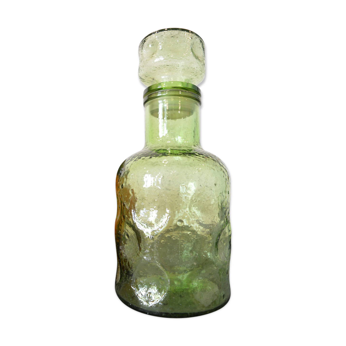 Green glass carafe