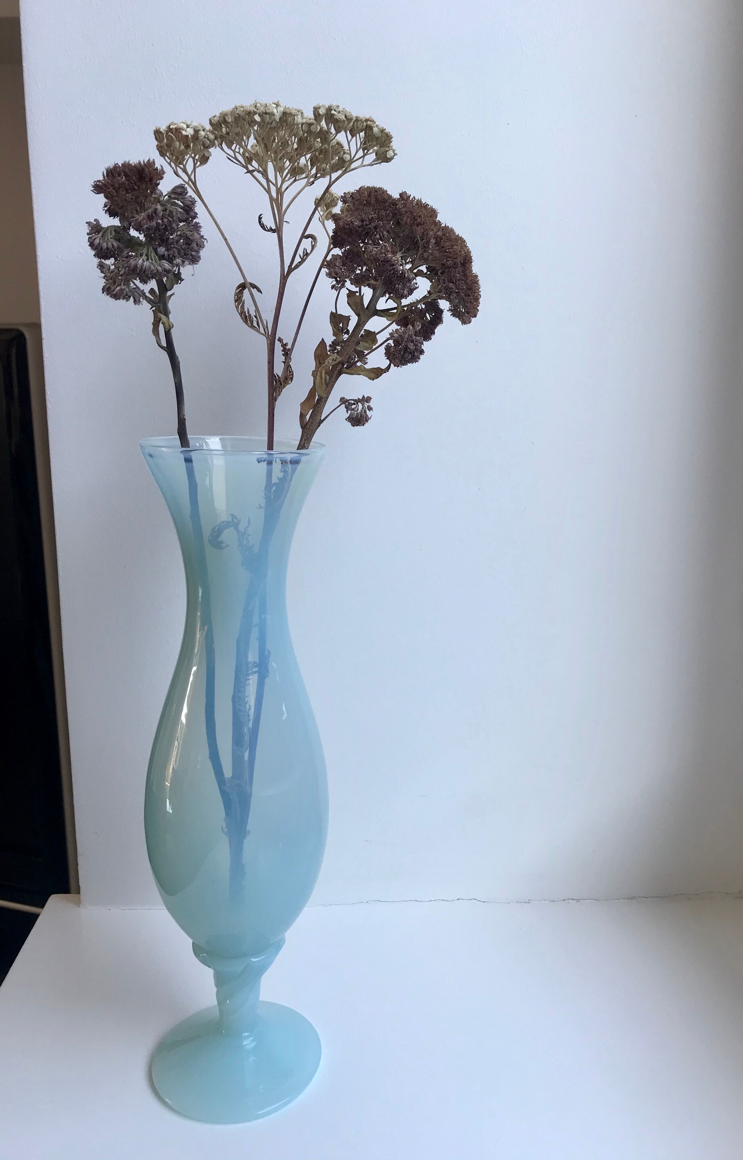Sky blue opaline vase